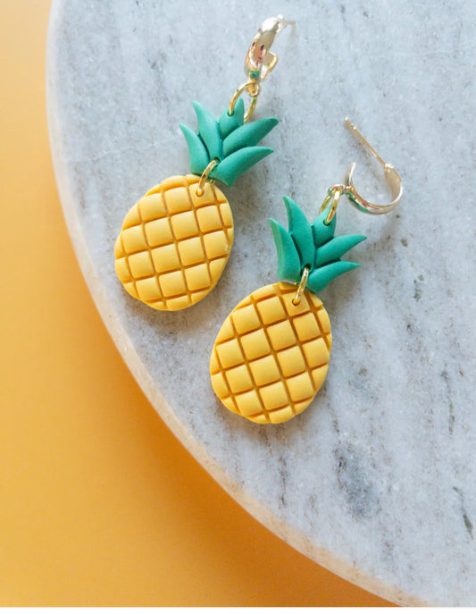 Clay Earrings - Pineapple